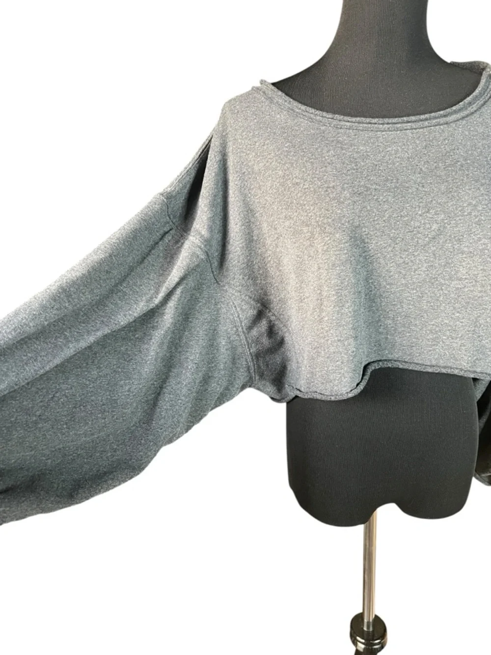 Free People Movement Cropped Sweatshirt Gray Oversized Slouchy Athleisure Size M - Picture 3 of 8